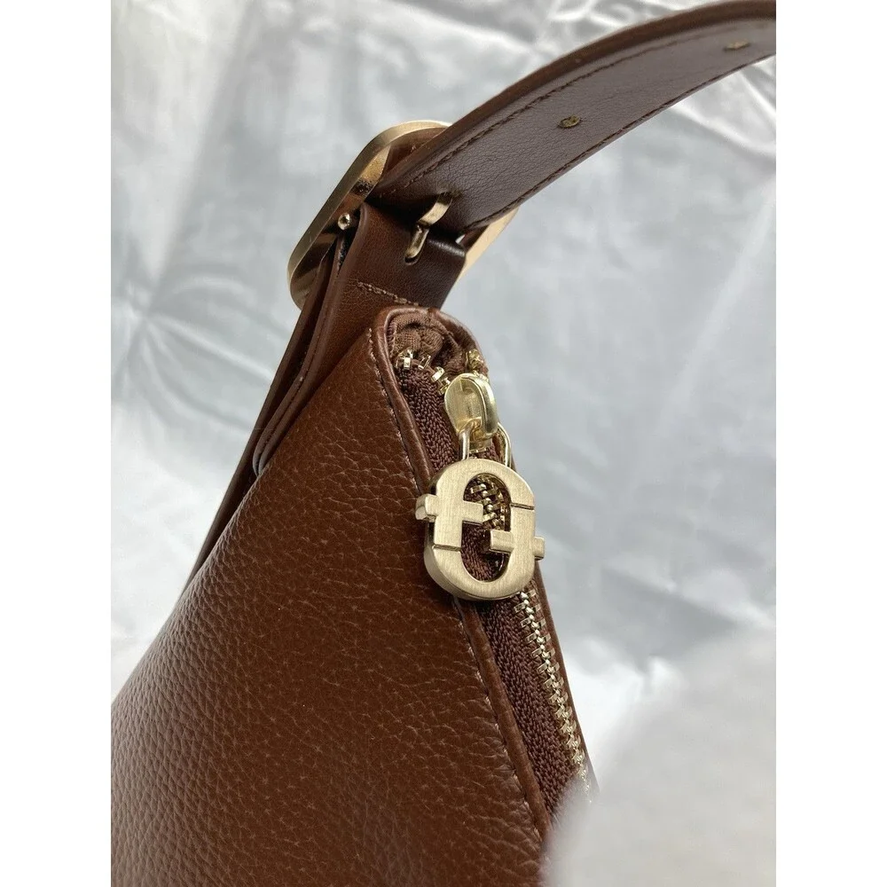 Time and Tru TT243129-BRN Brown Vinyl Adjustable Strap Women's Shoulder Handbag
